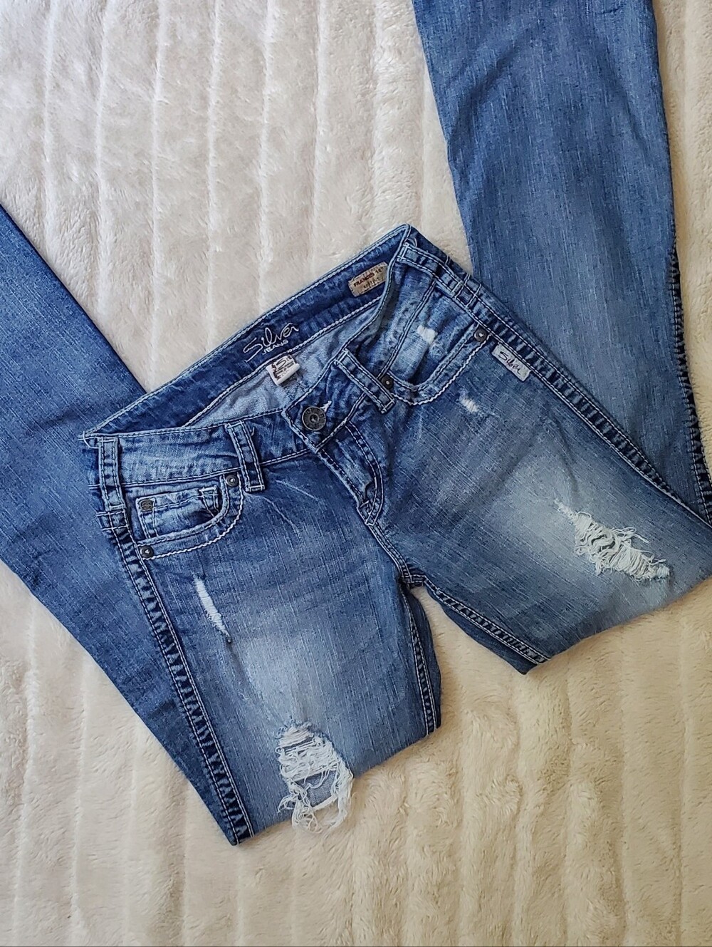 Silver Frances Distressed Bootcut Jean